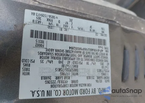 2006 Mazda B3000 Ds from USA, damaged, VIN 4F4YR46U16PM05284